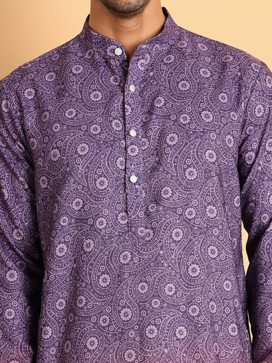 Men Paisley Printed Sequinned Kurta