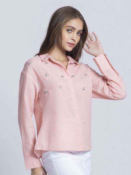 Women Relaxed Opaque Party Shirt