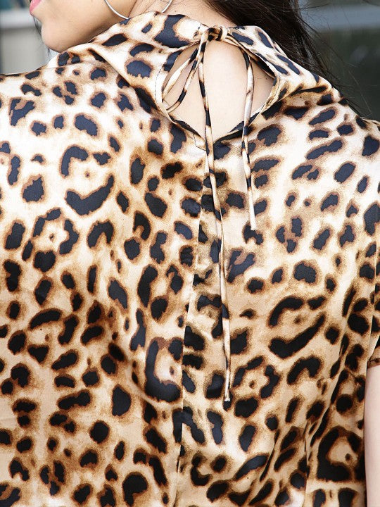 Animal Print Wrap Top