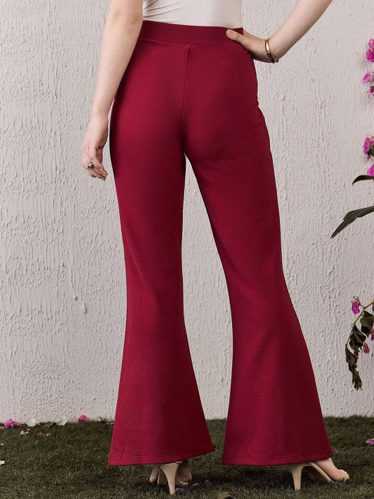 Women High-Rise Bootcut Trousers (Berrylush)