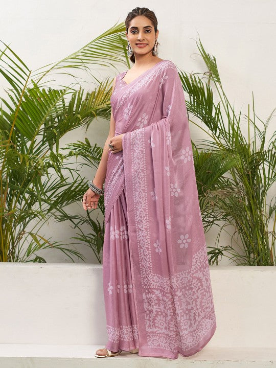 Batik Pure Chiffon Bagru Saree