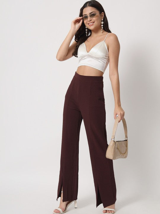 Women High-Rise Parallel Trousers