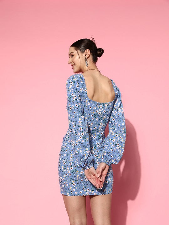 Floral Crepe Bodycon Mini Dress