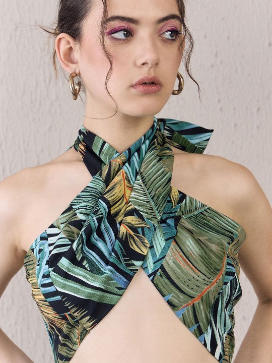 Tropical Printed Bralette Crop Top