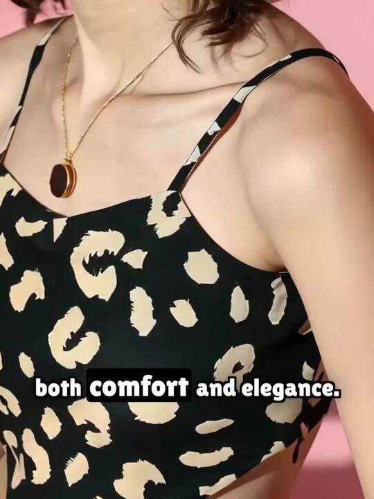 Berrylush Black Animal Print Crepe Tank Crop Top