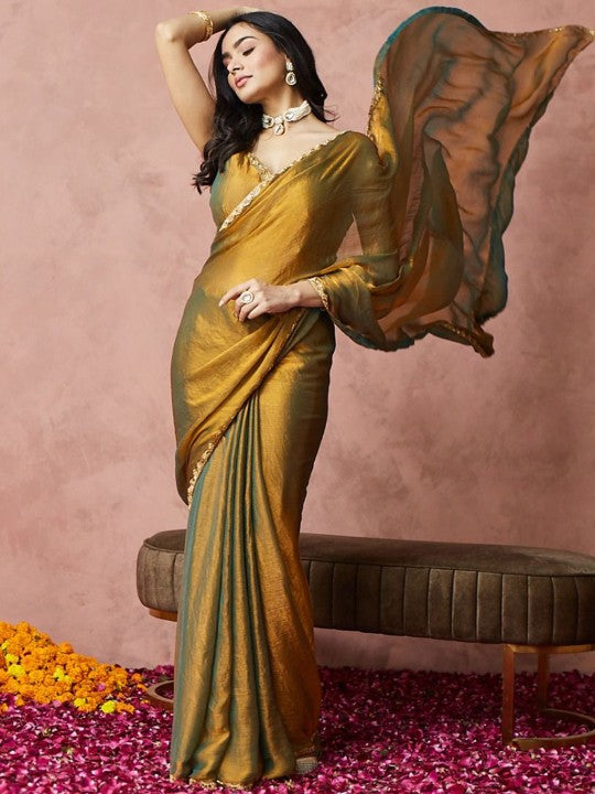 Embroidered Silk Blend Ready-to-Wear Saree