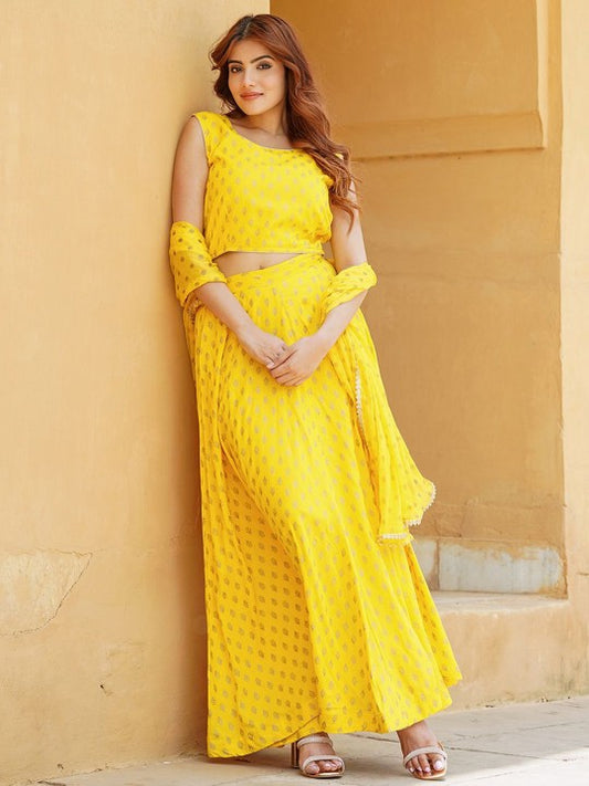 Printed Foil Print Ready to Wear Lehenga & Blouse With Dupatta