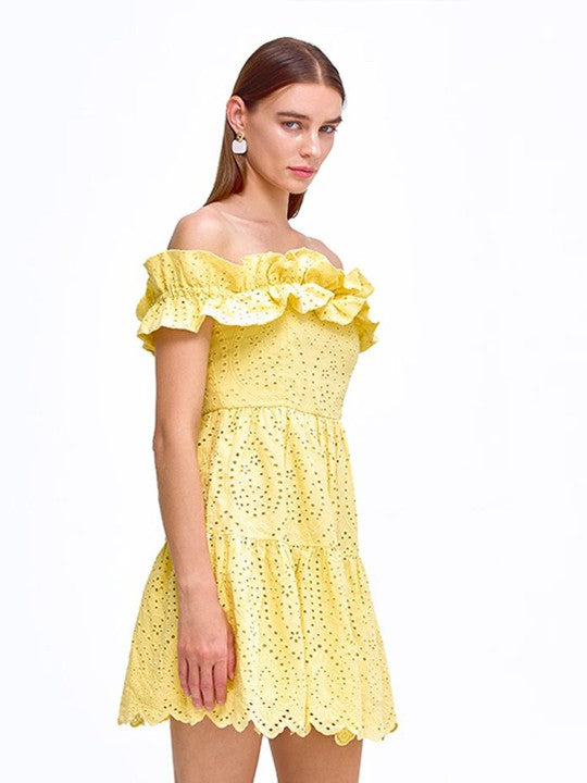 COVER STORY Off-Shoulder Cold-Shoulder Fit & Flare Mini Dress