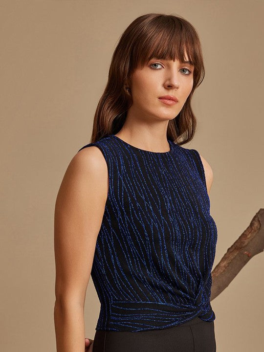 Women Embellished Round Neck Nylon Top