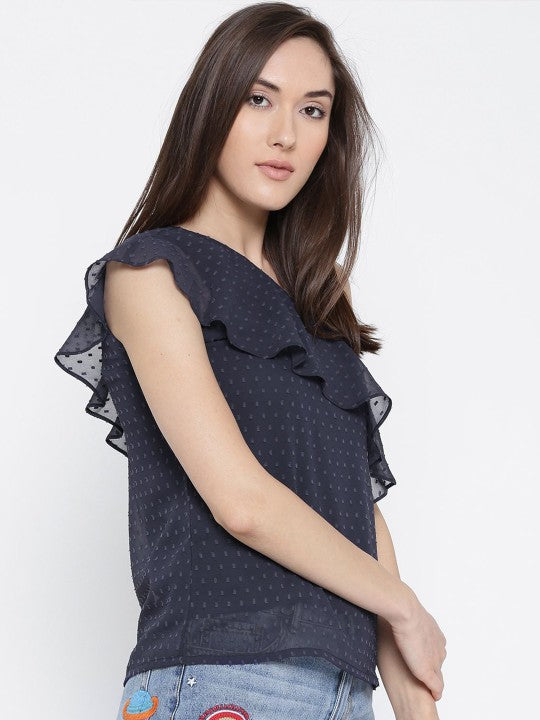 Women Solid One Shoulder Top