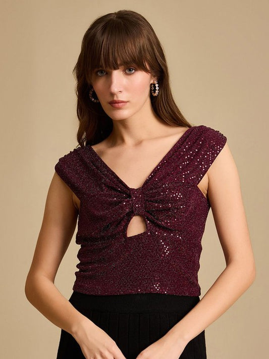 Women Embellished V-Neck Top
