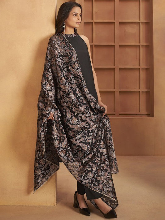 Halter Neck Mirror Work Straight Kurta with Trousers & Dupatta