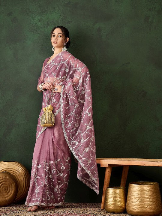 Embroidered Saree with Blouse Piece
