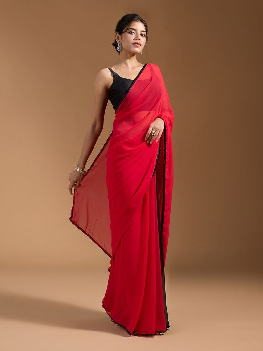 Colourblocked Sequinned Pure Georgette Saree