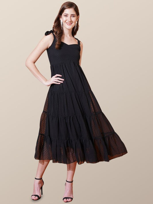 Print Georgette Fit & Flare Midi Dress