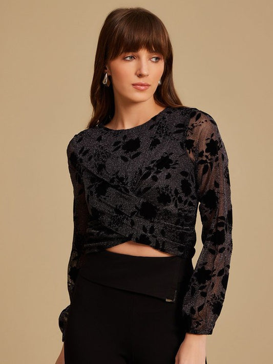Women Self Design Crop Top