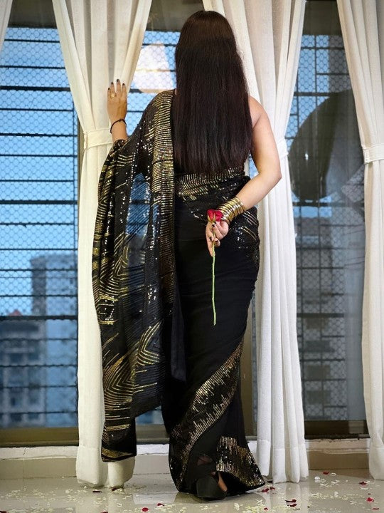 Embellished Party Wear Saree with Matching Blouse