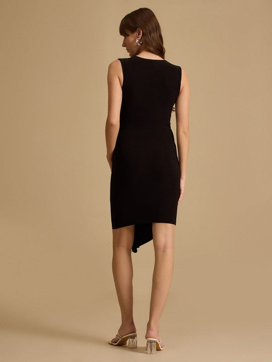Women Round Neck Sleeveless Sheath Dress