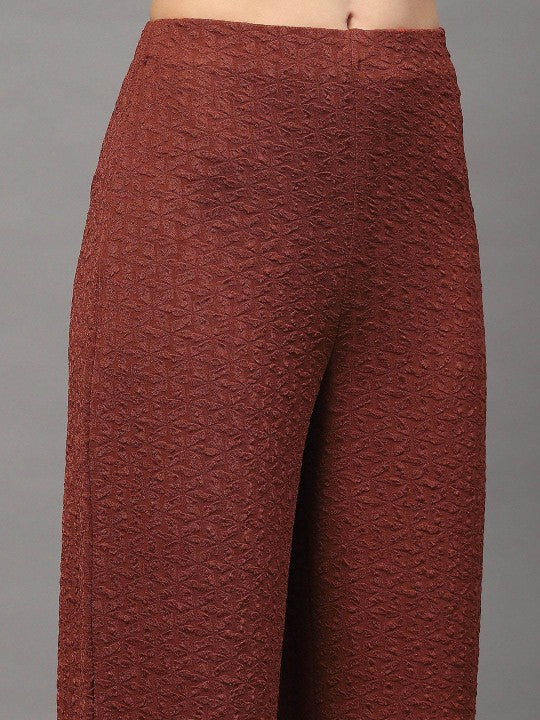 Rust Self Design Sleeveless Co-Ords
