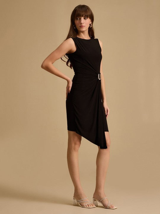 Women Round Neck Sleeveless Sheath Dress
